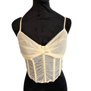 Women's Out from Under Urban Outfitters Bustier Top Corset Fish Net Cream SZ L